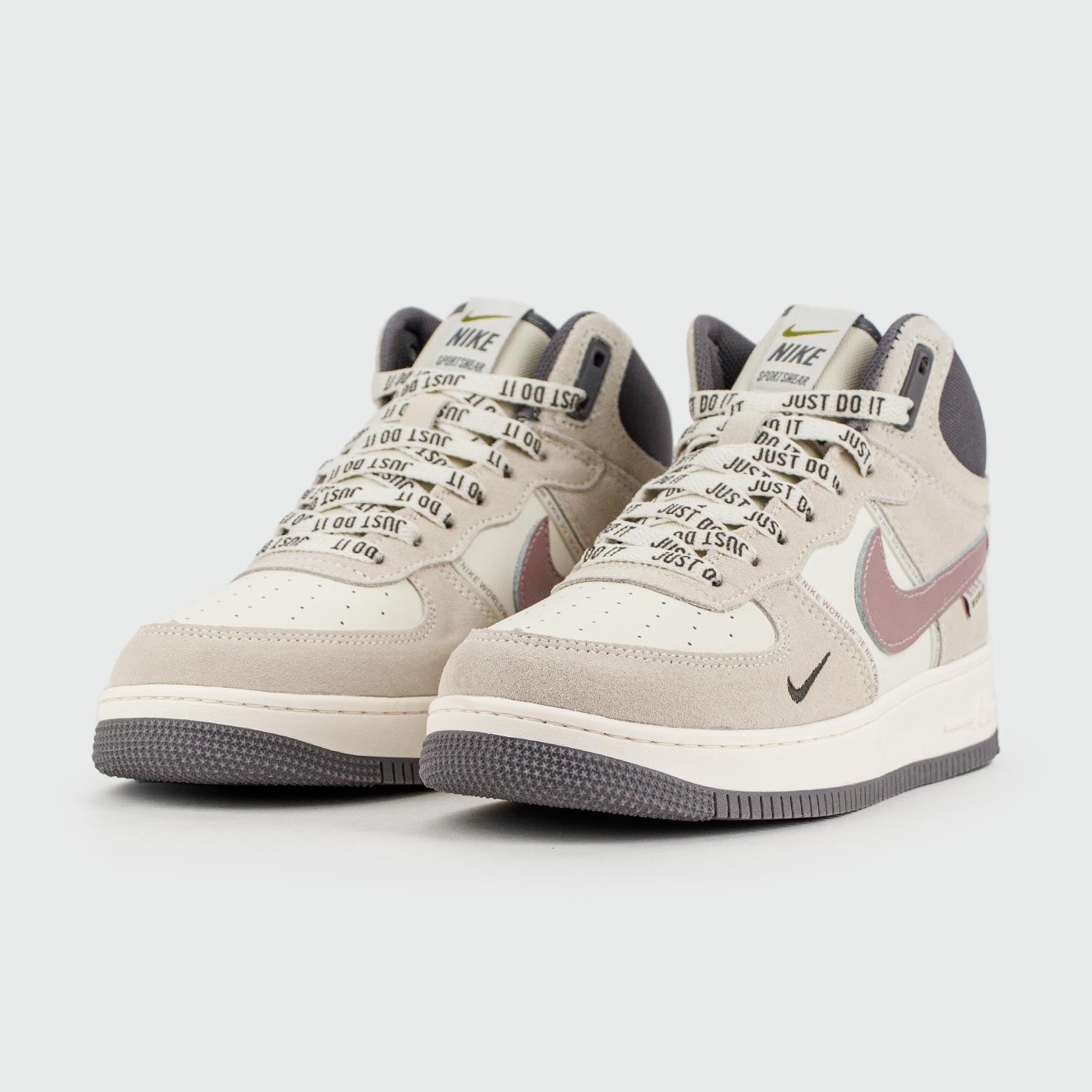 Кроссовки Nike Air Force 1 Mid Grey / Wh. with Fur Wmns Кроссовки Nike Air Force 1 Mid Grey / Wh. with Fur Wmns
